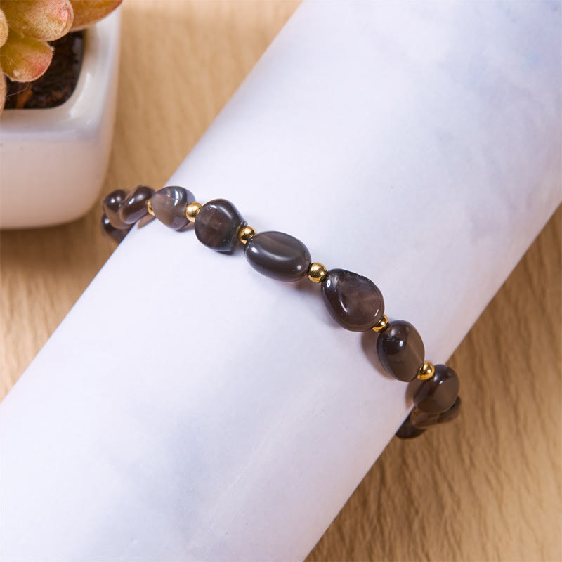 Bracelet tissé à la main en perles de pierre irrégulières naturelles Olivenorma 