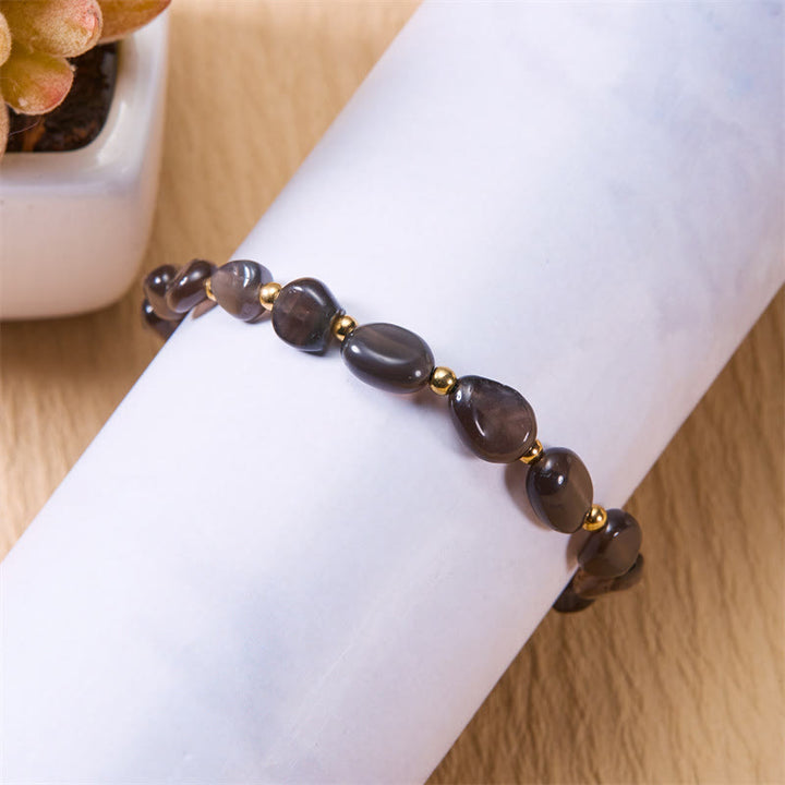 Bracelet tissé à la main en perles de pierre irrégulières naturelles Olivenorma 