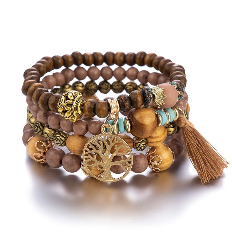Ensemble de bracelets en perles Olivenorma Bohême Arbre de Vie (4 pièces) 