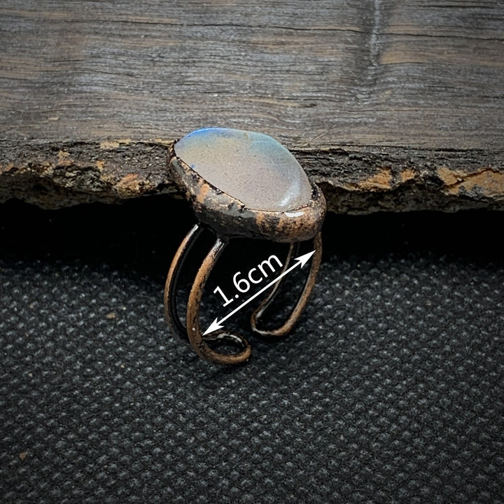 Bague ajustable en pierre brute irrégulière naturelle Olivenorma avec douze pierres de naissance