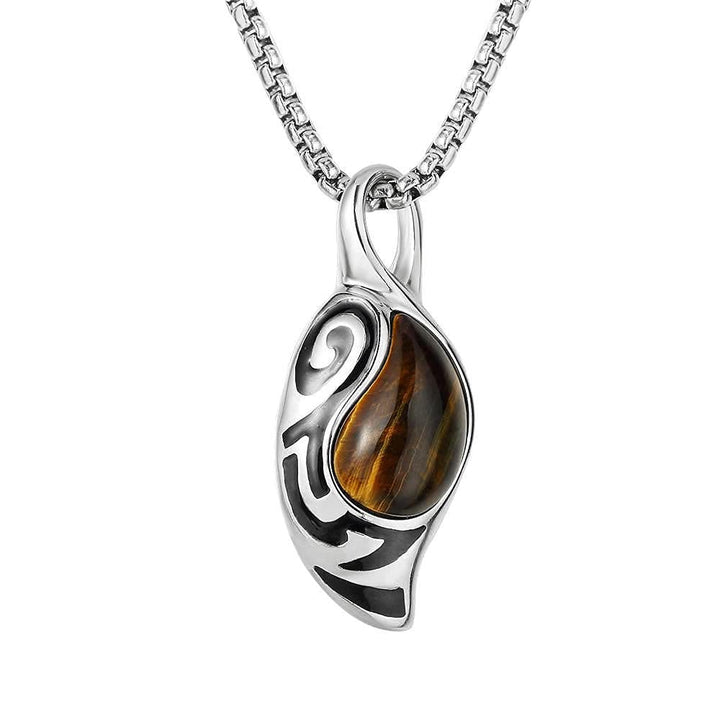 Collier en acier titane avec protection contre la chance et le courage Olivenorma 