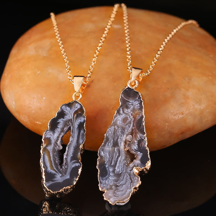 Collier en géode d'agate naturelle Olivenorma