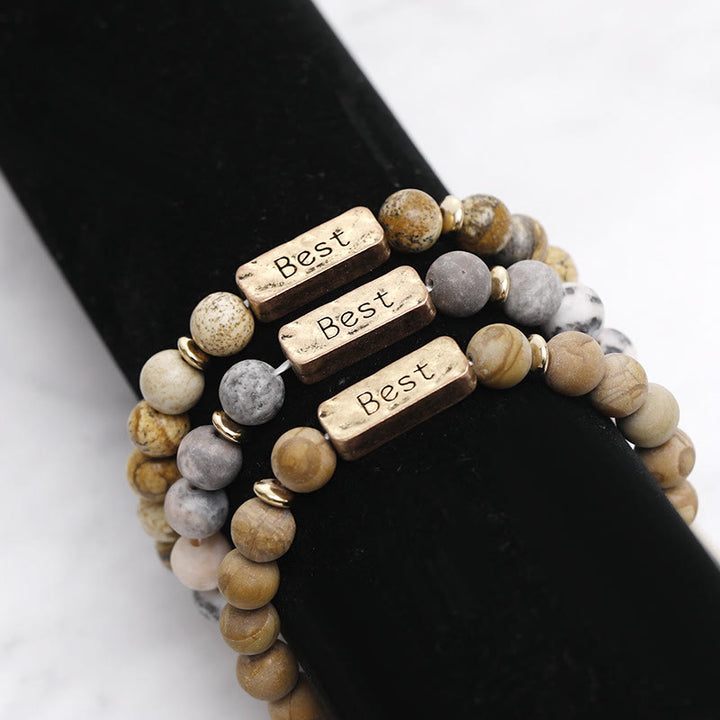 Bracelet avec gravure en pierres précieuses naturelles Olivenorma