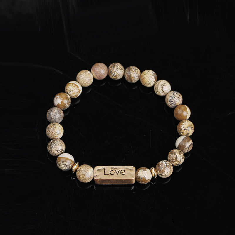 Bracelet de gravure puissant avec pierres précieuses naturelles Love Olivenorma 