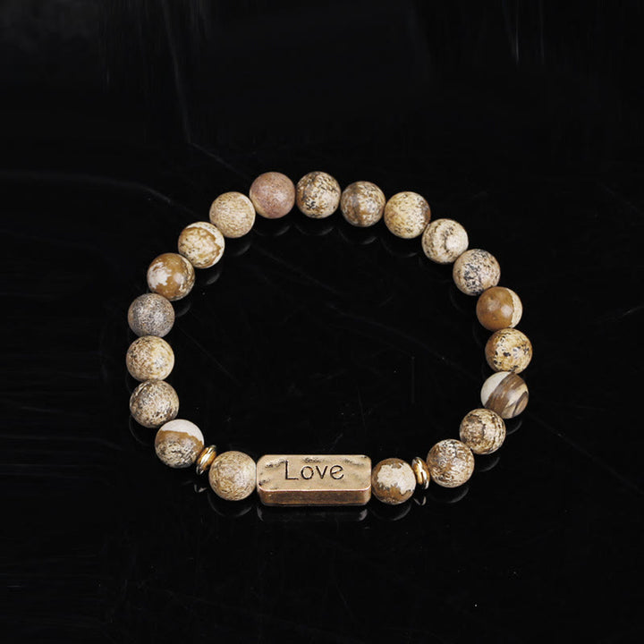 Bracelet de gravure puissant avec pierres précieuses naturelles Love Olivenorma 