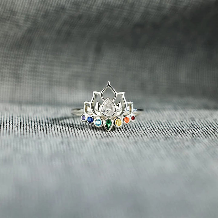Bague de yoga arc-en-ciel avec lotus Olivenorma et 7 chakras