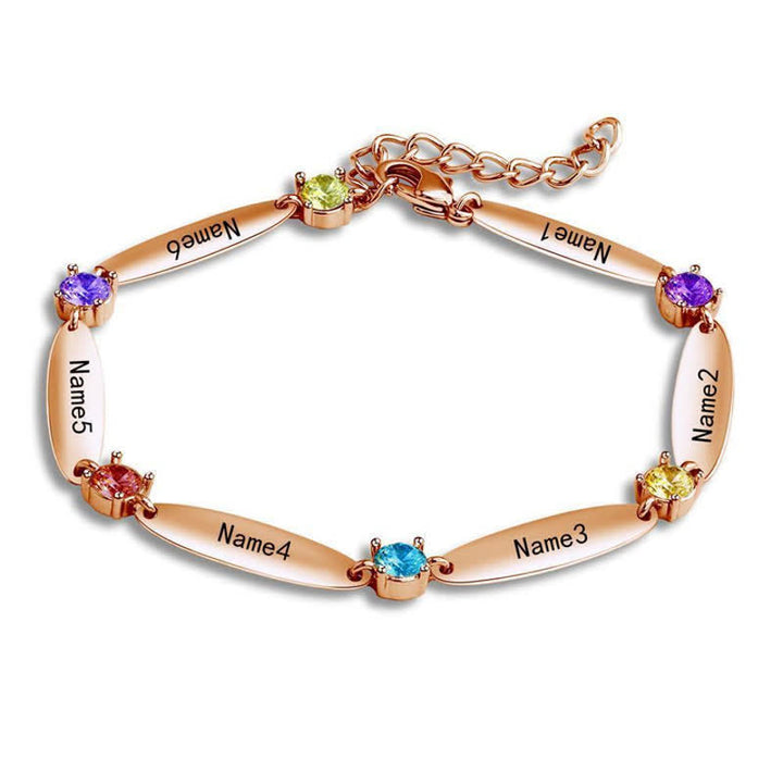 Bracelet avec noms de famille et pierres de naissance Olivenorma