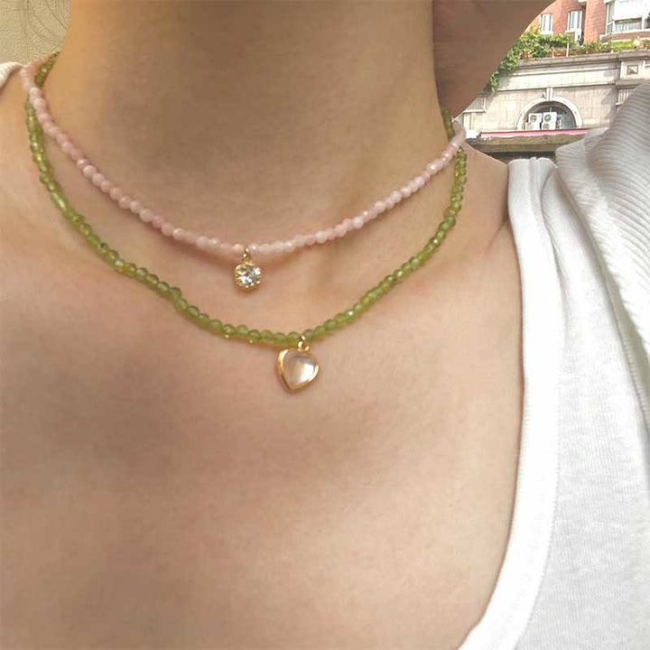 Collier avec pendentif en métal et cristal naturel Olivenorma