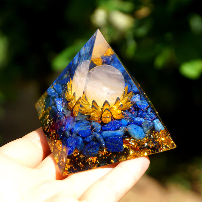 Sphère de quartz rose Olivenorma Lapis Lazuli Lotus Orgone Pyramide