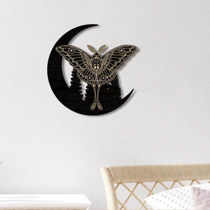 Décoration murale en bois de papillon croissant de lune Olivenorma