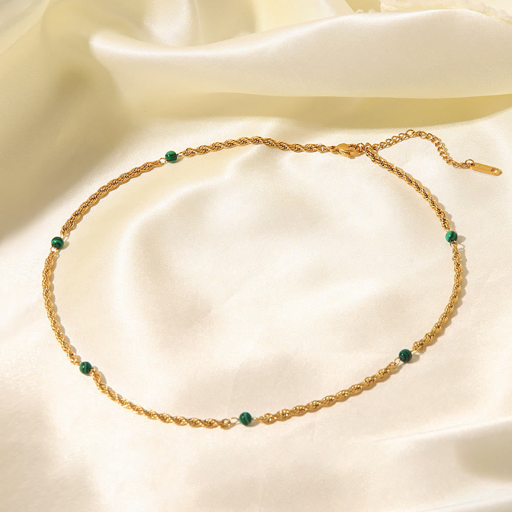 Collier torsadé de clavicule en perles de malachite naturelle Olivenorma
