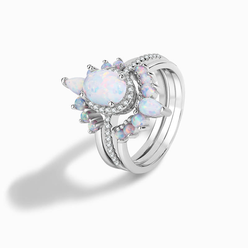 Bague multicouche en argent sterling S925 avec opale ovale Olivenorma
