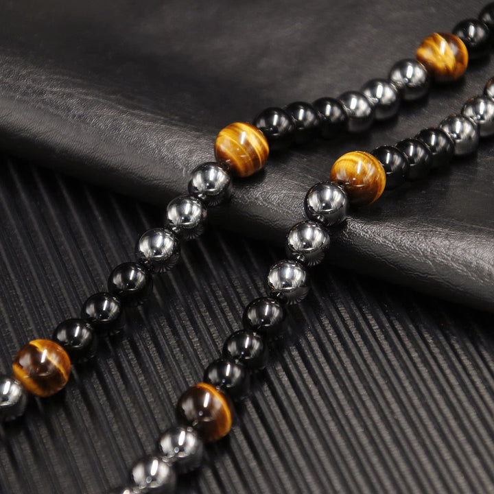 Collier de perles en hématite et obsidienne en cristal de guérison Olivenorma