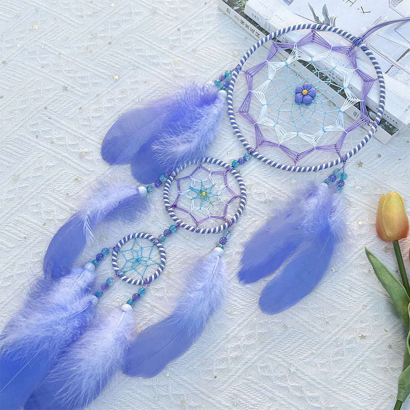 Perles acryliques Olivenorma Attrape-rêves en plumes bleu violet 