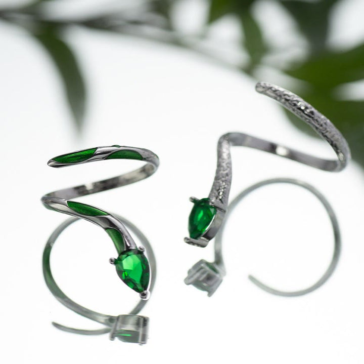 Bague manchette serpent émeraude Olivenorma