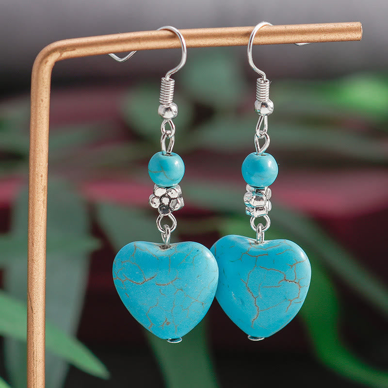 Boucles d'oreilles pendantes en forme de cœur turquoise Olivenorma