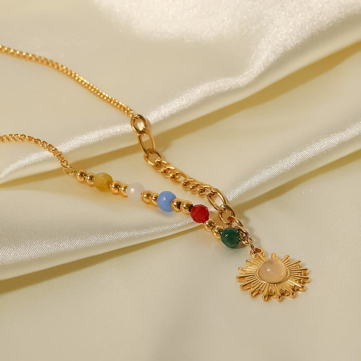 Collier pendentif en forme de soleil en opale Olivenorma