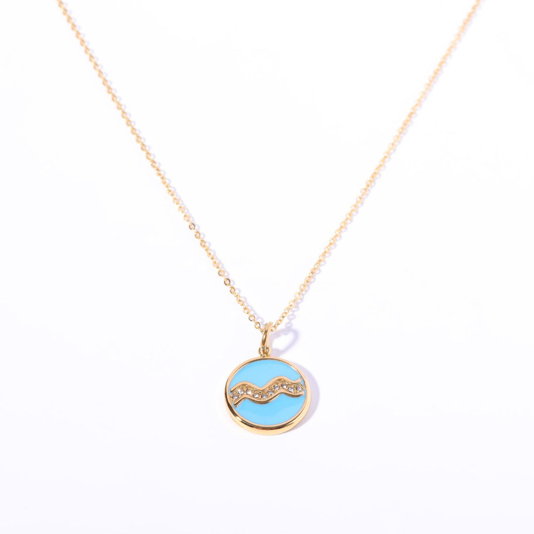 Collier vintage en acier inoxydable 18 carats avec zircon blanc Olivenorma 