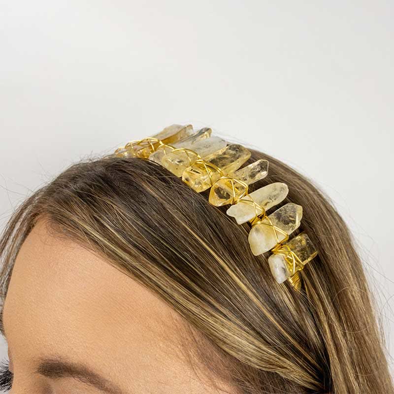 Couronne de cristal pour bandeau de mariée en or et citrine Olivenorma - Citrine n°1 - image 0