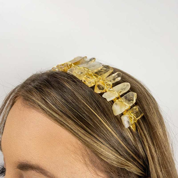 Couronne de cristal pour bandeau de mariée en or et citrine Olivenorma - Citrine n°1 - image 0