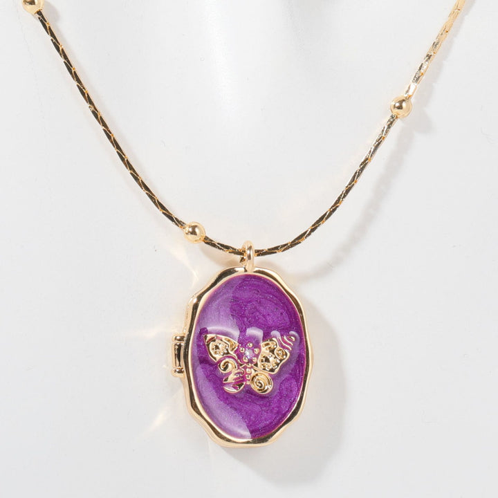 Collier pendentif papillon en nacre Olivenorma en cuivre plaqué or 14 carats 