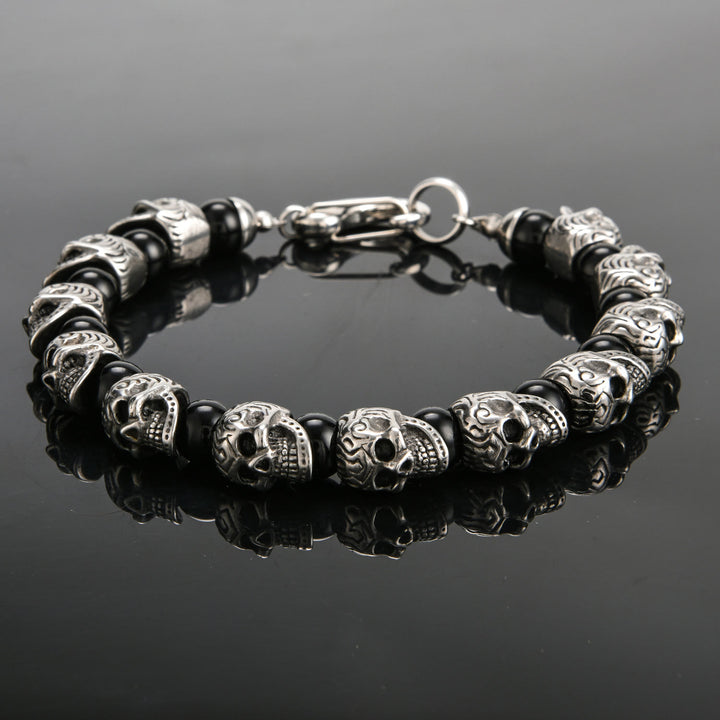 Bracelet Olivenorma en acier inoxydable fait main avec œil de tigre naturel