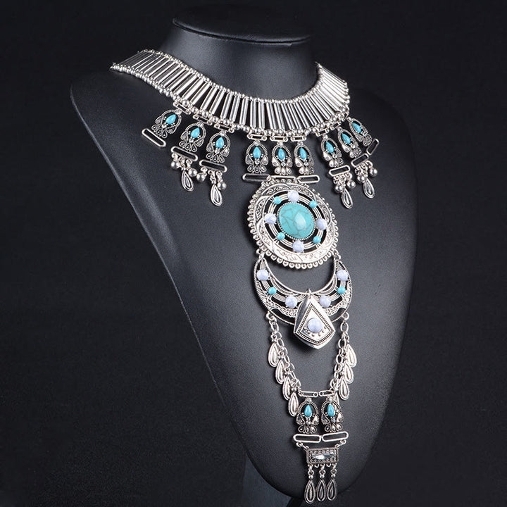 Collier de corps avec chaîne et pierres précieuses de style bohème Olivenorma