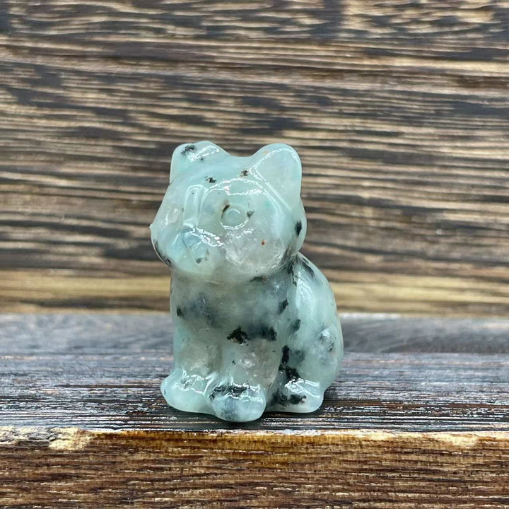 Décoration en pierre précieuse en forme de chaton mignon de 1,2 pouce en pierre naturelle Olivenorma 