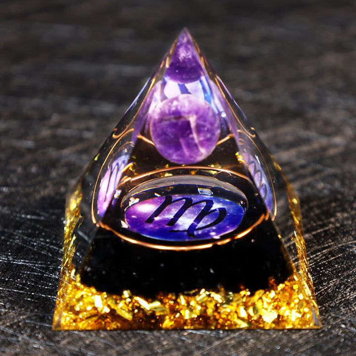 Boule d'améthyste Olivenorma Gravier d'obsidienne Zodiac Vierge Pyramide d'orgone