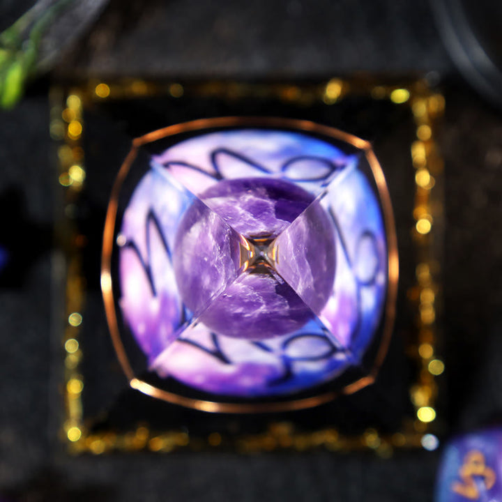 Boule d'améthyste Olivenorma Gravier d'obsidienne Zodiac Capricorne Pyramide d'orgone 