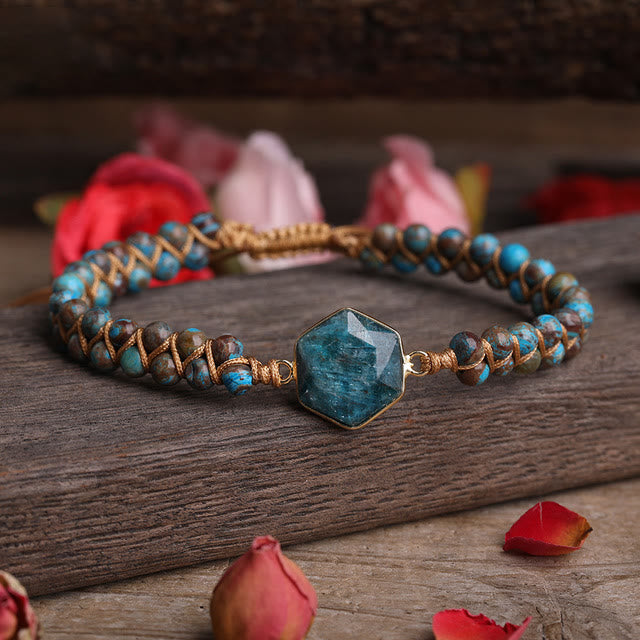 Bracelet tressé en perles hexagonales en cristal brut Olivenorma