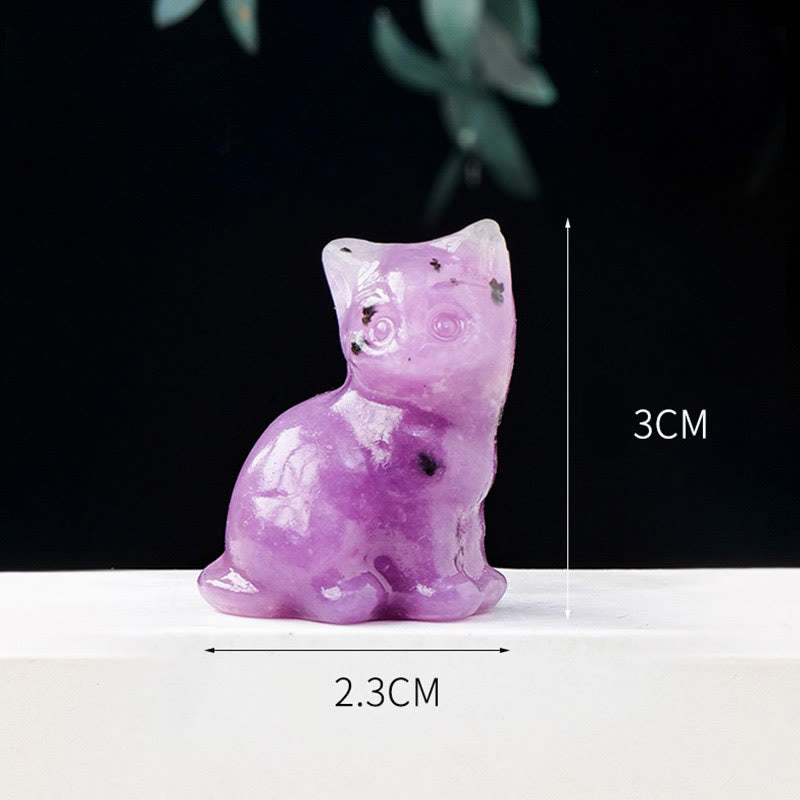 Décoration en pierre précieuse sculptée en forme de chat porte-bonheur en cristal naturel Olivenorma - image 46