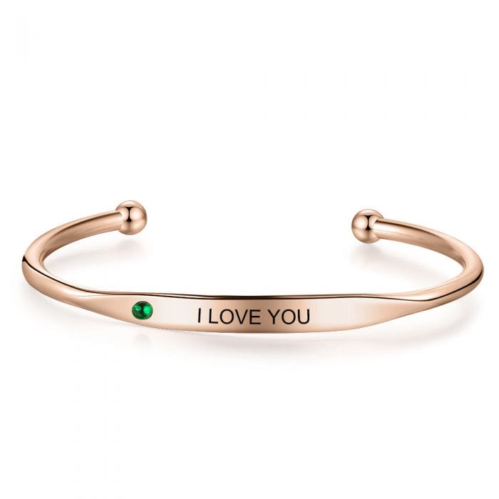 Bracelet personnalisé Olivenorma avec gravure de pierre de naissance 