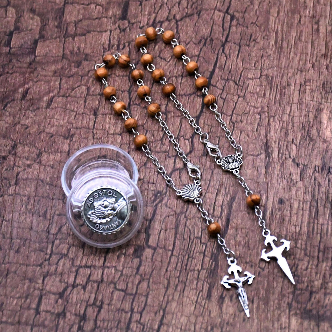 Bracelet chapelet en perles de bois Olivenorma de 6 mm avec croix 