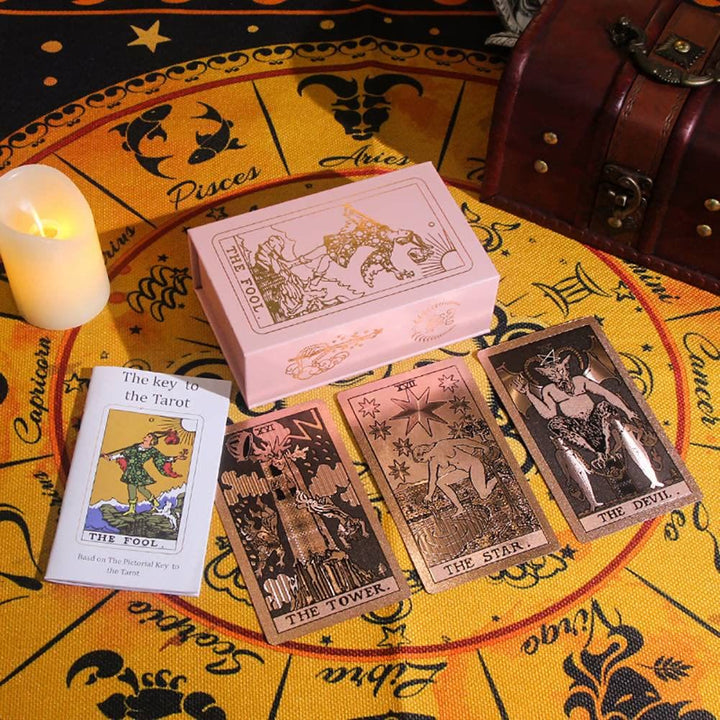 Cartes de tarot en feuille d'or rose bronzante Olivenorma