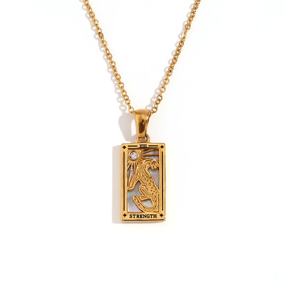 Collier de cartes de tarot en acier inoxydable plaqué or 18 carats Olivenorma 