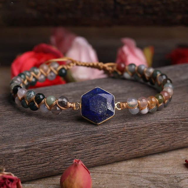 Bracelet tressé en perles hexagonales en cristal brut Olivenorma