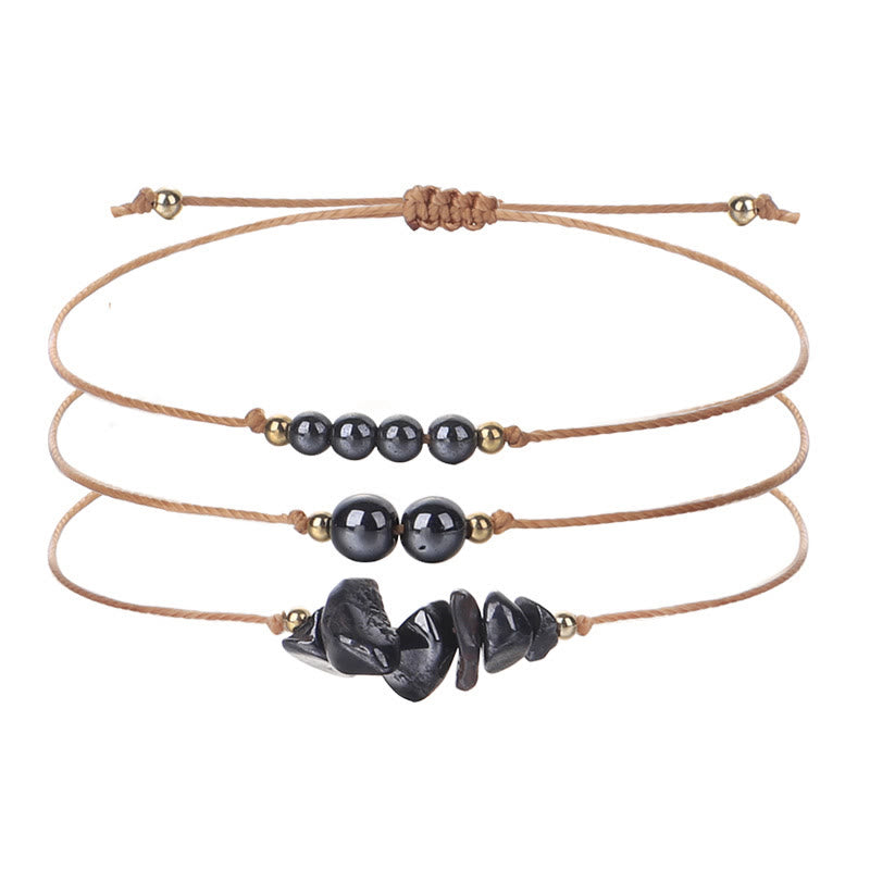 Ensemble de bracelets tressés en perles de gravier Olivenorma 