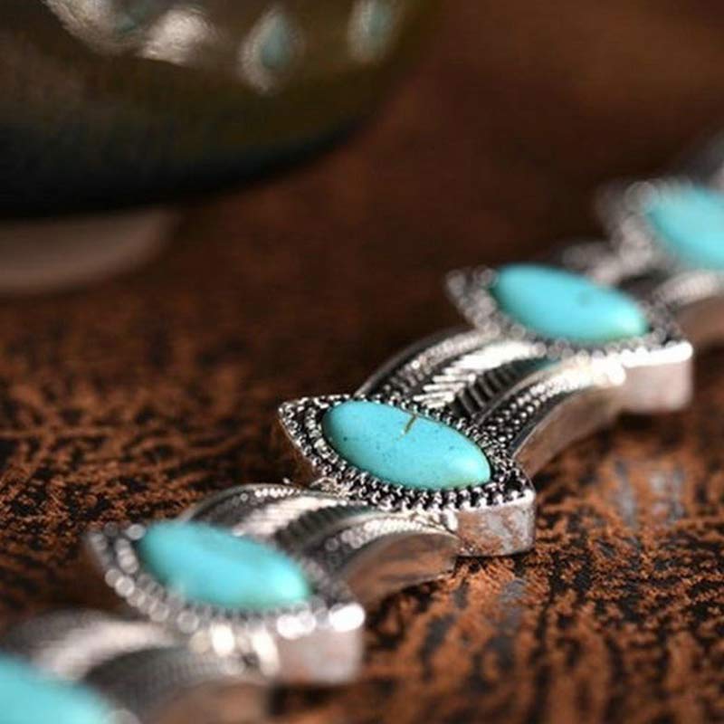 Collier ras du cou ethnique turquoise de style rétro