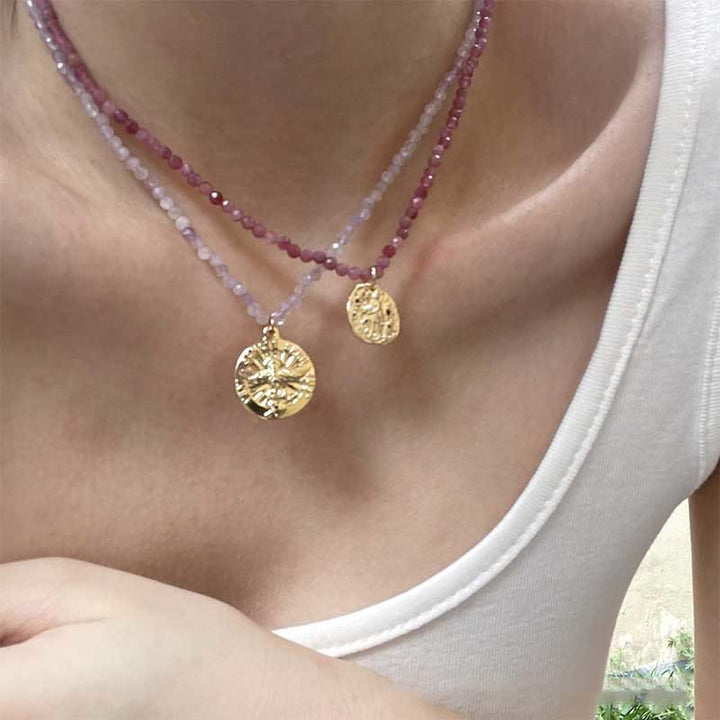 Collier avec pendentif en métal et cristal naturel Olivenorma