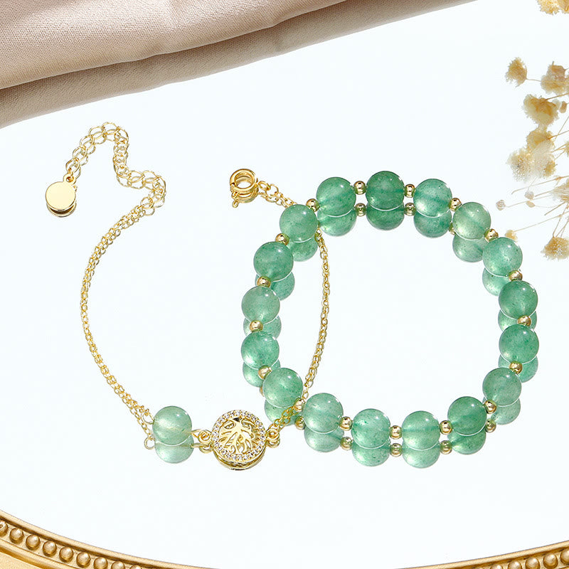 Ensemble de bracelets Arbre de vie en quartz rutile vert fraise Olivenorma