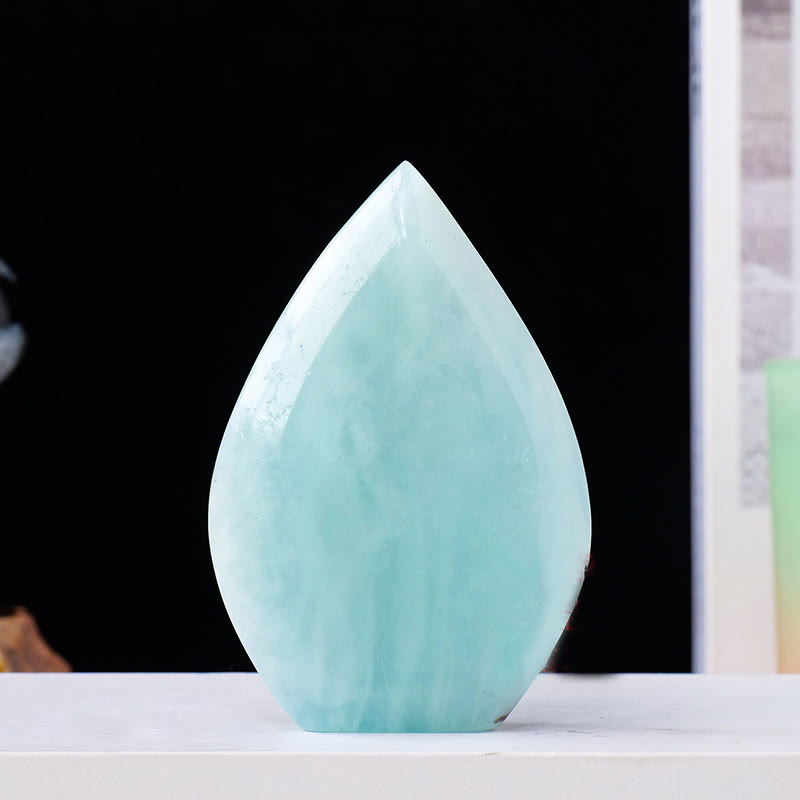 Ornements en cristal naturel en forme de flamme Olivenorma Décoration en pierres précieuses - Bleu vert - Environ 30 à 50 g - image 3