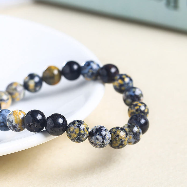 Bracelet en pierre de jaspe océanique bleu naturel Olivenorma 