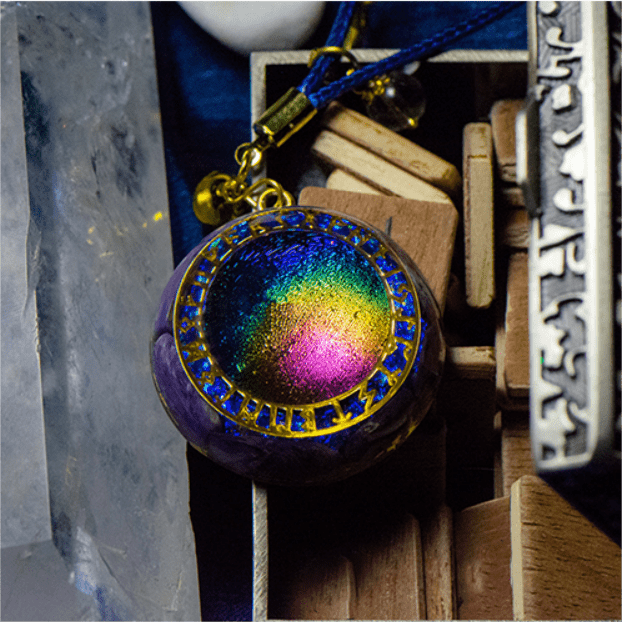 Collier Orgone avec pendentif étoile en tourmaline arc-en-ciel et bague chrono Olivenorma