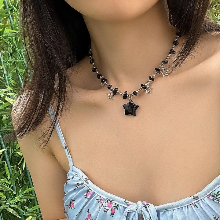 Collier ras du cou à pampilles en cristal et étoile de Bohême Olivenorma
