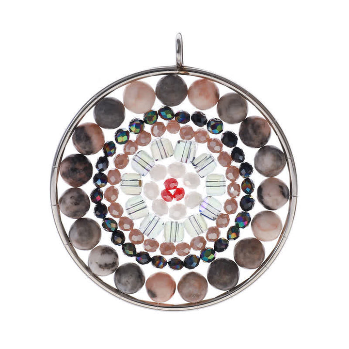 Collier avec pendentif rond en cristal et fleur de datura Olivenorma