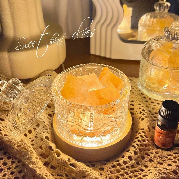 Lampe d'aromathérapie en cristal avec diffuseur en pierre sculptée Olivenorma