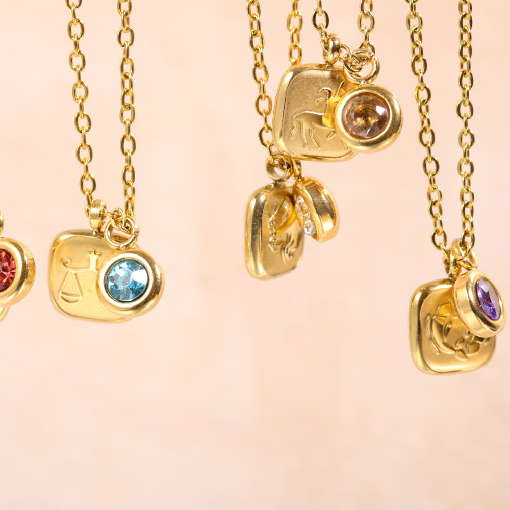 Collier pendentif Olivenorma avec douze pierres de naissance du zodiaque