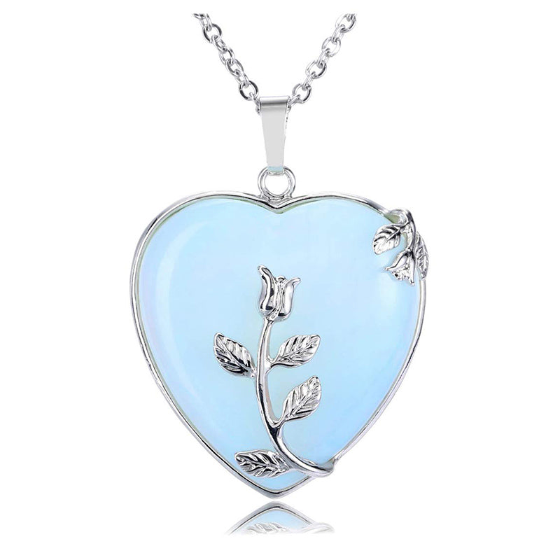 Collier en pierres précieuses en forme de rose en forme de cœur Olivenorma