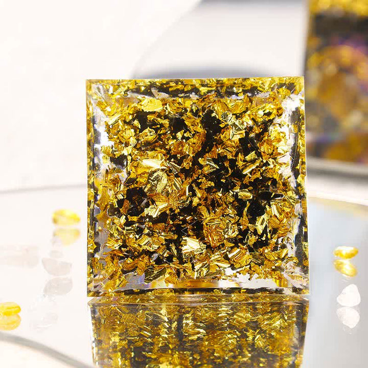 Sphère d'Oeil de Tigre Olivenorma Cube de Métatron Pyramide d'Orgone 
